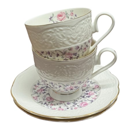 Seturi din Portelan - Serviciu Portelan Vintage Elegance, 2 Cesti si farfurii, ROMANCE