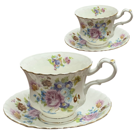 Serviciu Portelan Vintage Royal, 2 Cesti si farfurii, SPRING BOUQUET