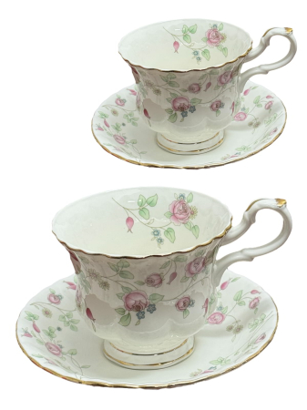 Serviciu Portelan Vintage Royal, 2 Cesti si farfurii, PINK BLOSSOM
