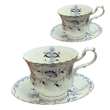 Serviciu Portelan Vintage Royal, 2 Cesti si farfurii, BLUE GARDEN