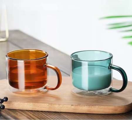 Set 4 cani „RAINBOW” 250 ml din sticla borosilicata, cu perete dublu, multicolor [3]