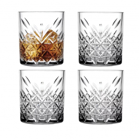 Accesorii bauturi - Set 4 Pahare Whisky si bauturi, 340ml, 8.5x9.5 cm,