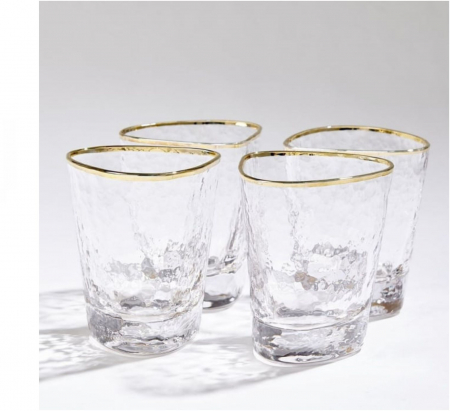Set 6 Pahare MAYA, 340ml, din Sticla Subtire, cu Bordura Aurie, 9x11cm [1]