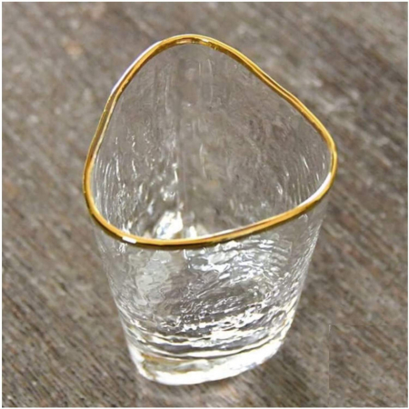 Set 6 Pahare Inalte MAYA, 450ml, Sticla Subtire, Bordura Aurie, 9x14cm [5]