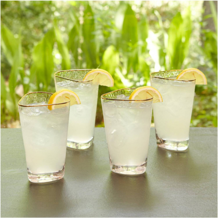Set 6 Pahare Inalte MAYA, 450ml, Sticla Subtire, Bordura Aurie, 9x14cm [3]
