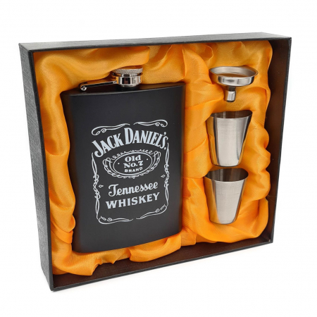 Set cadou Plosca Whisky si 2 paharele din metal, Jack Daniel's [1]