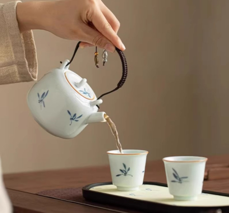 Set ceai premium „ROYAL MINI” din portelan lucios, ceainic 200 ml, 3 cupe, recipient si tava 27x12cm [5]