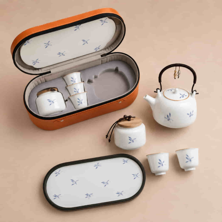 Set ceai premium „ROYAL MINI” din portelan lucios, ceainic 200 ml, 3 cupe, recipient si tava 27x12cm [6]