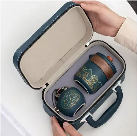 Set Ceainic 350 ml, 3 cupe din Portelan si recipient pentru ceai, ROYAL SAPPHIRE [3]