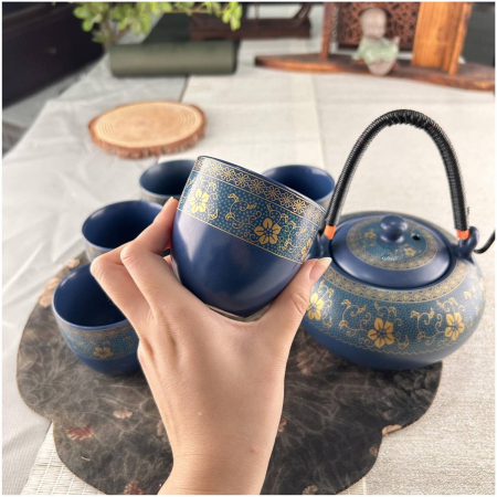 Set Ceainic 500 ml si 6 cupe din Portelan, cutie cadou, IMPERIAL BLUE [4]