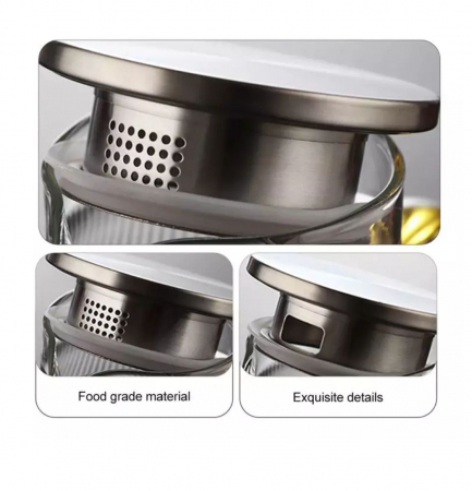 Set Ceainic - Carafa 1.3L si 4 Cani din Sticla Borosilicata, LINES [4]
