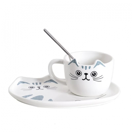 Pahare si Cani - Set Ceasca cu Platou si Lingurita 200 ml, CAT