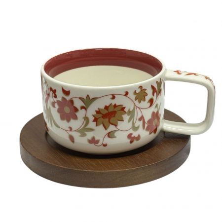 Seturi din Portelan - Set Ceasca Portelan si suport Lemn, TERRA COLLECTION, 250 ml