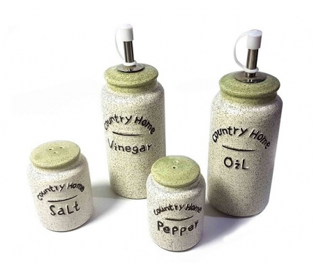 Set Oliviera 4 piese ceramica cu suport metalic, Country Home [1]