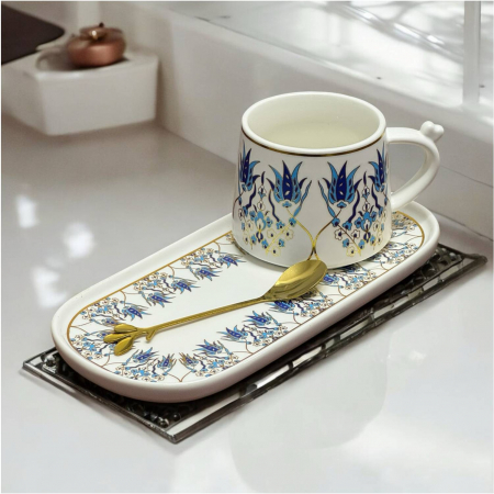 Set Portelan Ceasca 250 ml, Platou si lingurita, Colectia Contrast Floral [1]