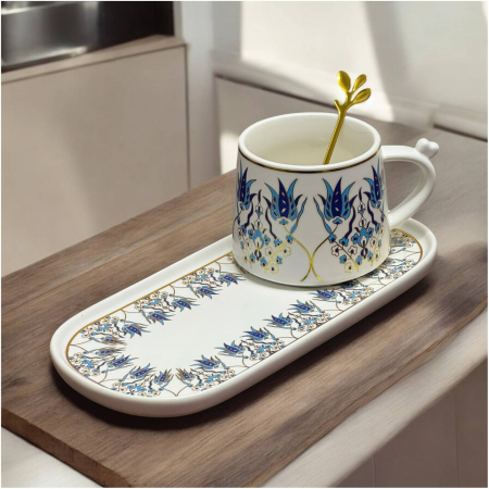 Set Portelan Ceasca 250 ml, Platou si lingurita, Colectia Contrast Floral [0]
