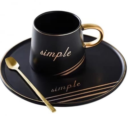 Set Portelan Ceasca, Farfurie si Lingurita, SIMPLE [11]