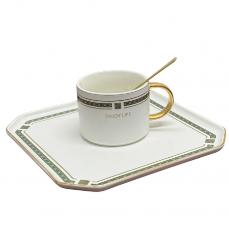 Set Portelan Ceasca si Platou 20x20cm, ENJOY LIFE, 200 ml [2]