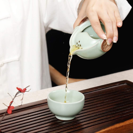 Set Tea for One 150 ml, ceainic si cupa din ceramica, verde/turcoaz [2]