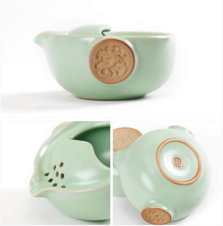 Set Tea for One 150 ml, ceainic si cupa din ceramica, verde/turcoaz [3]