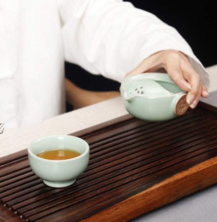 Set Tea for One 150 ml, ceainic si cupa din ceramica, verde/turcoaz [4]