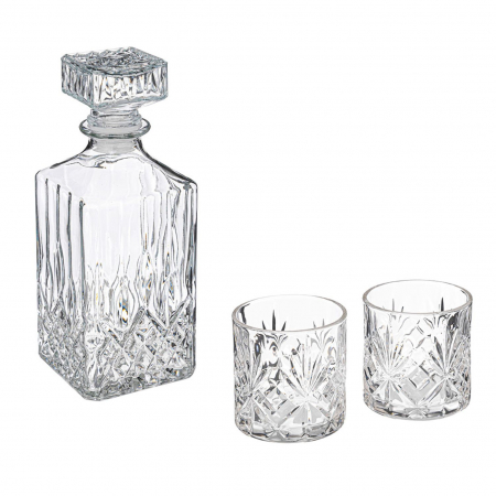 Set Whisky Carafa si 2 Pahare in cutie Cadou din Lemn [1]