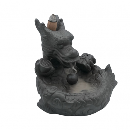 Suport Cascada ardere conuri parfumate Backflow, ceramica, DRAGON, 10x11cm [2]