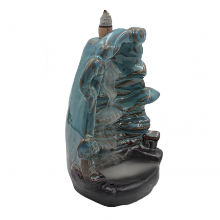 Suporturi betisoare si conuri - Suport Casacada ardere conuri parfumate Backflow, ceramica, 16x12 cm