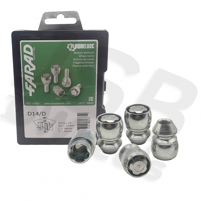 Set piulite antifurt Flowerlock M12x1.25 D14/D [2]