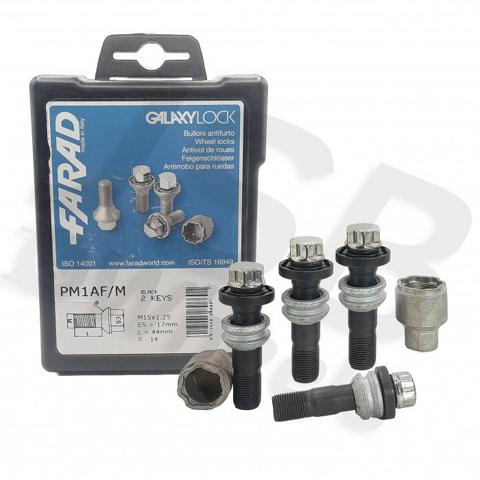 Set prezoane antifurt negre Galaxylock M15x1.25 PM1AF/M cu 2 chei [2]