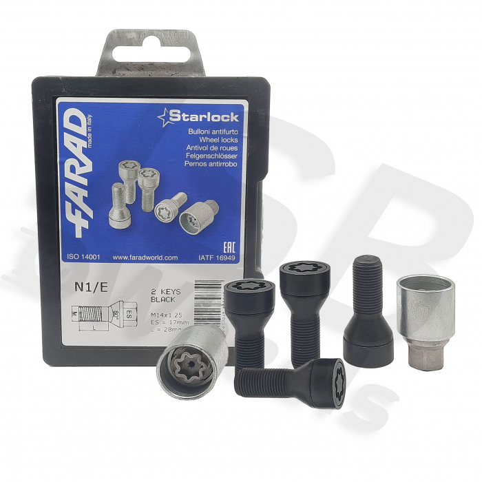 Set prezoane antifurt negre Starlock M14x1.25 N1/E cu 2 chei [2]