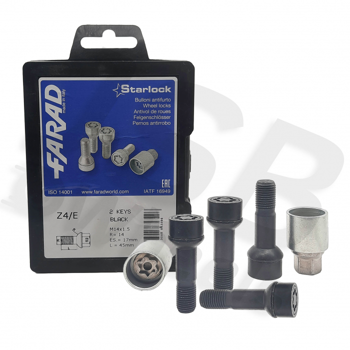 Set prezoane antifurt negre Starlock M14x1.5 Z4/E cu 2 chei [2]