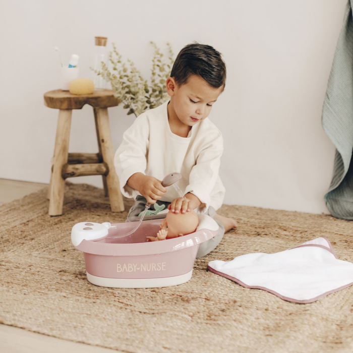 Cadita pentru papusa Smoby Baby Nurse Baleno Bath roz cu accesorii [9]