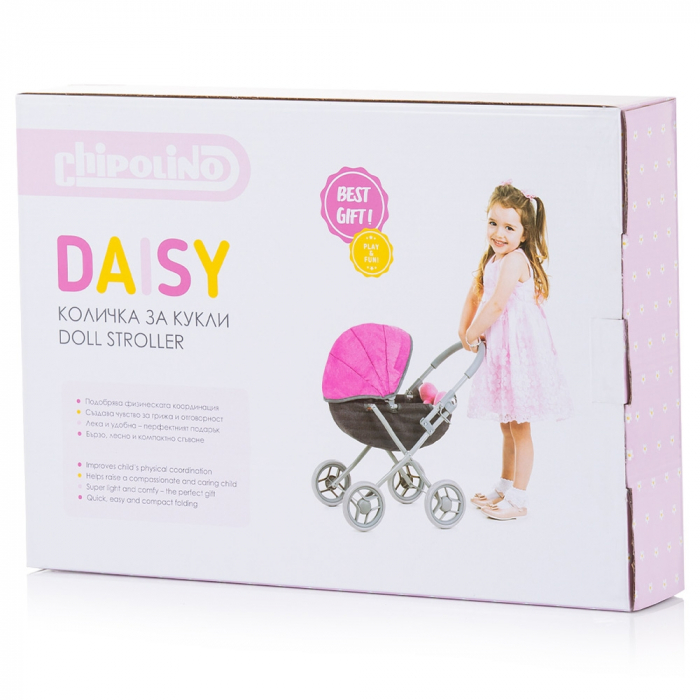 Carucior pentru papusi Chipolino Daisy grey pink linen [5]
