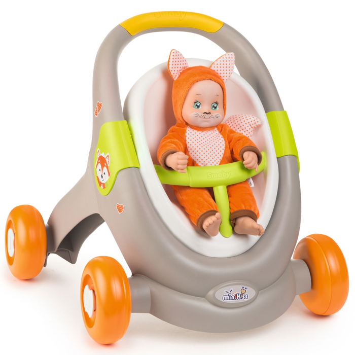 Carucior pentru papusi Smoby Minikiss 3 in 1 gri [2]