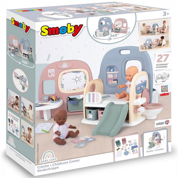 Centru de ingrijire pentru papusi Smoby Baby Care Childcare Center albastru roz cu accesorii [10]