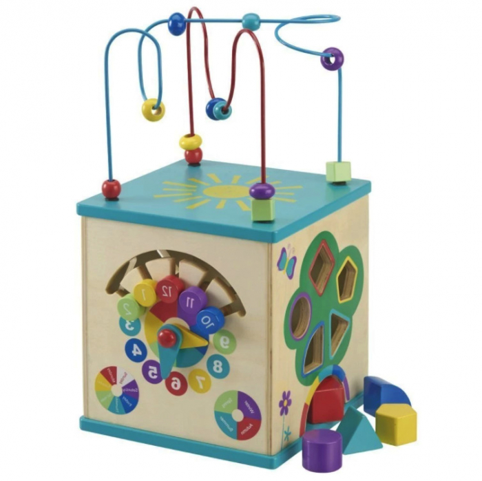 Cub educational din lemn cu activitati pentru dezvoltarea indemanarii motrice [1]