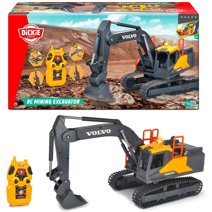 Excavator Dickie Toys Volvo Mining Excavator 60 cm cu telecomanda, lumini si sunete gri [7]