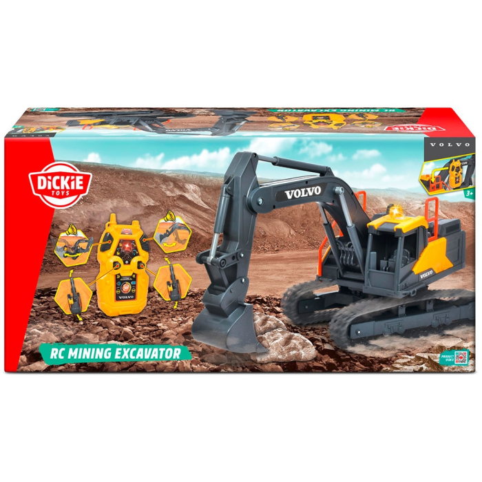 Excavator Dickie Toys Volvo Mining Excavator 60 cm cu telecomanda, lumini si sunete gri [8]