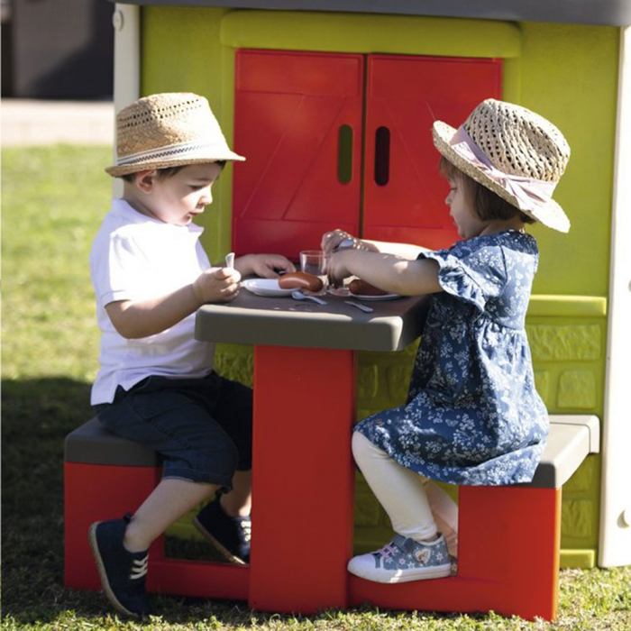 Masa de picnic cu doua banci Smoby pentru casuta rosu [5]