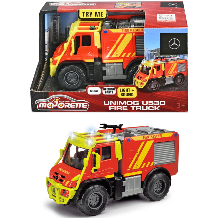 Masina de pompieri Majorette Mercedes Unimog U530 Fire Truck 13 cm cu lumini si sunete [2]