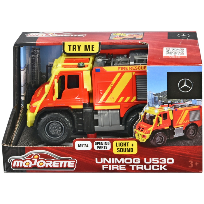 Masina de pompieri Majorette Mercedes Unimog U530 Fire Truck 13 cm cu lumini si sunete [3]