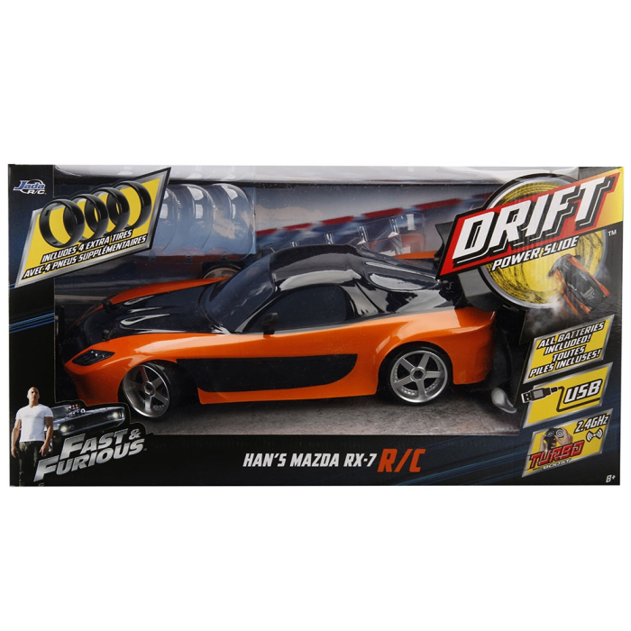 Masina Jada Toys Fast and Furious Mazda RX-7 Drift cu anvelope si telecomanda [15]