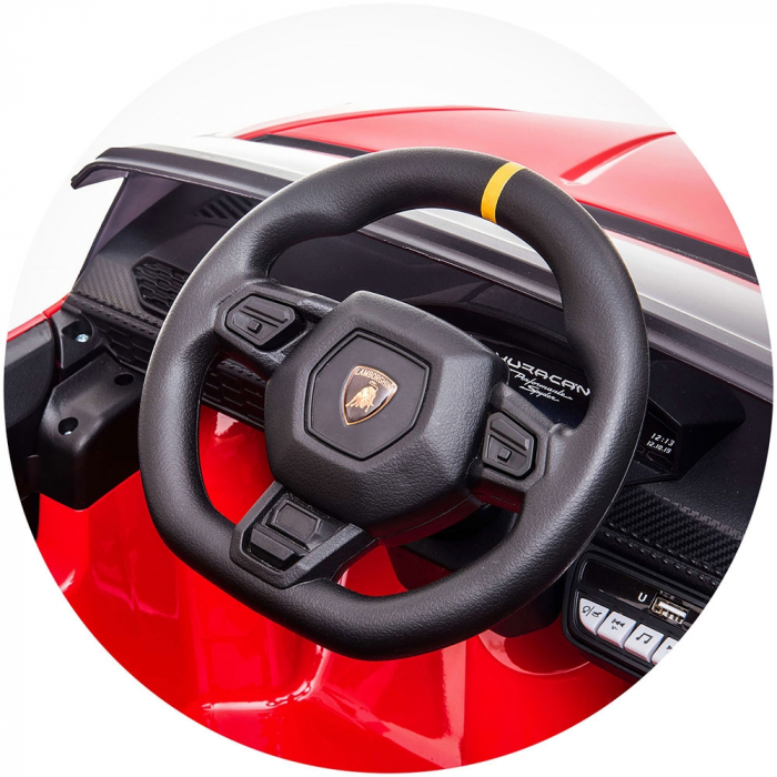Masinuta electrica Chipolino Lamborghini Huracan red cu scaun din piele si roti EVA [15]