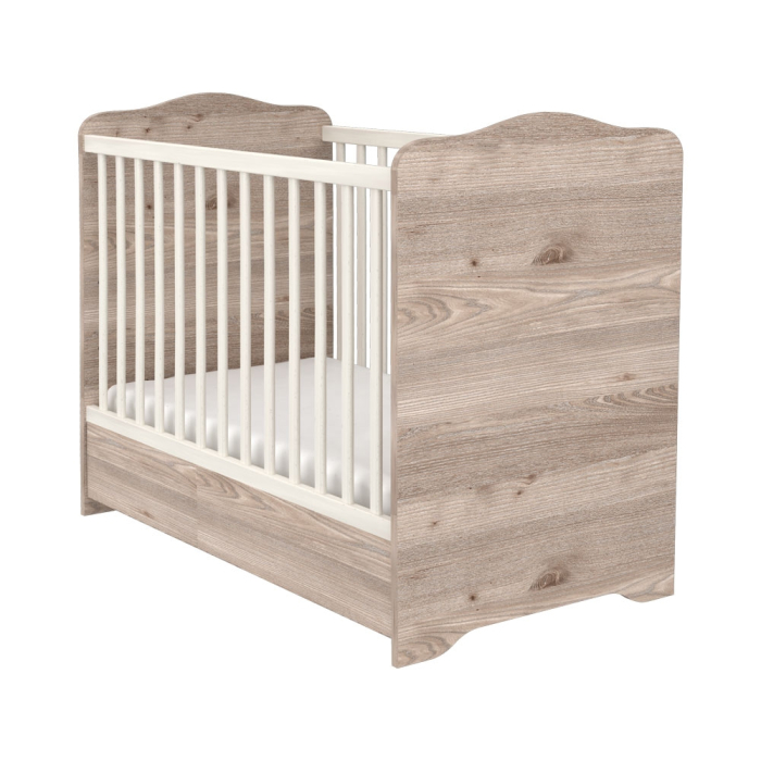 Patut copii din lemn cu sertar Hubners Sofia 120x60 cm crem nisip [2]