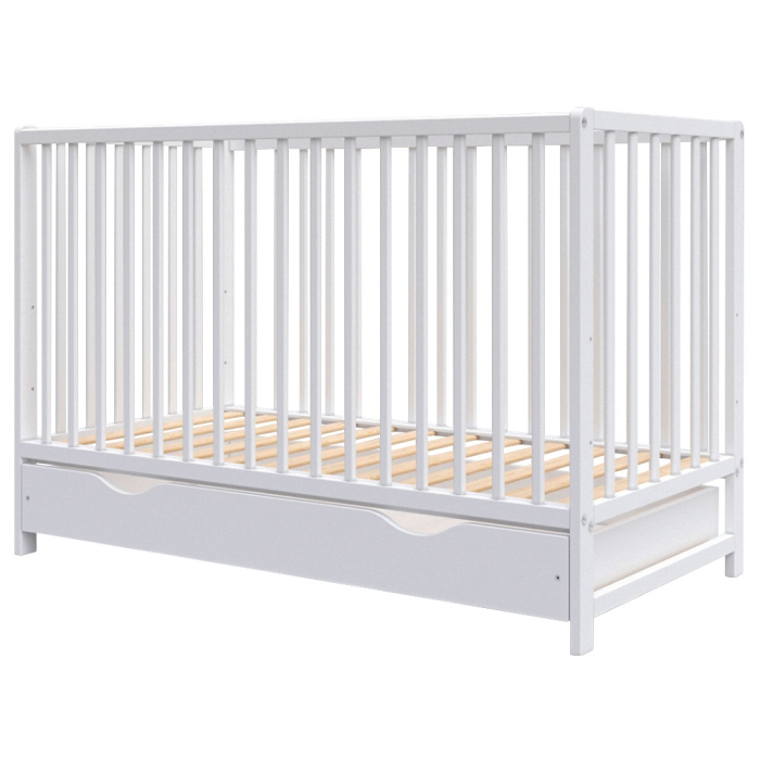 Patut copii din lemn Hubners Dominic 120x60 cm alb cu sertar [1]
