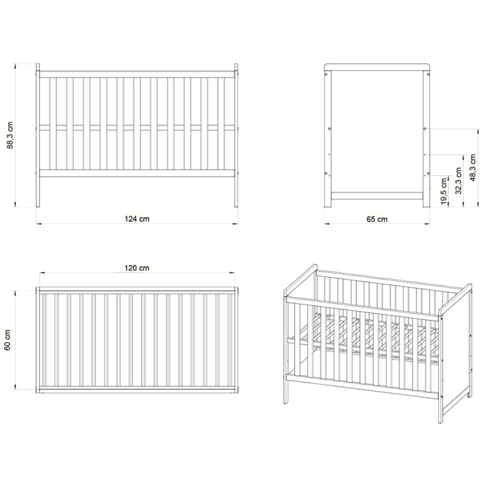 Patut copii din lemn Hubners Paula 120x60 alb [2]