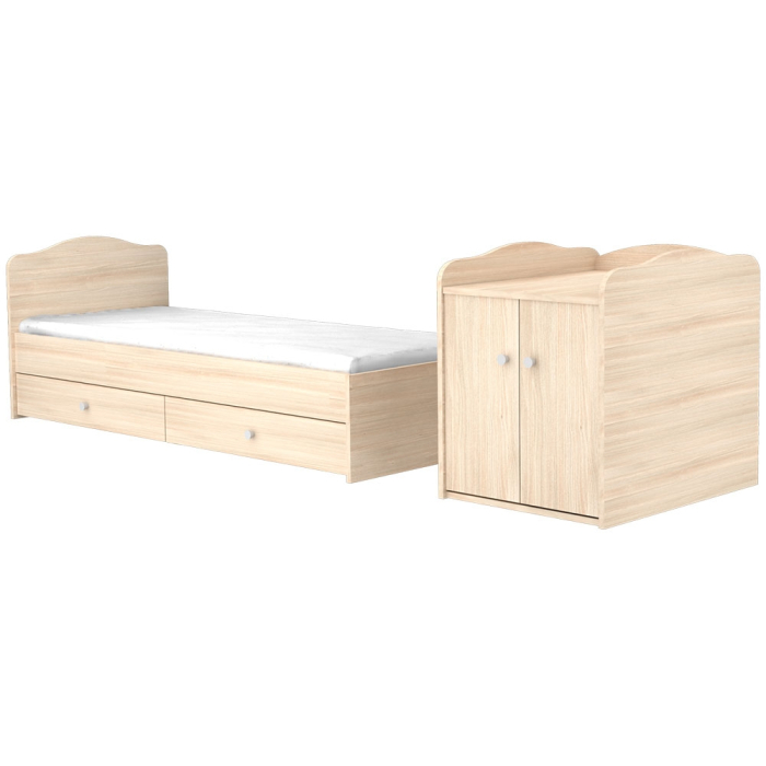 Patut copii transformabil din lemn cu 2 sertare Hubners Eva Maxi Kombi 120x70 cm natur [4]