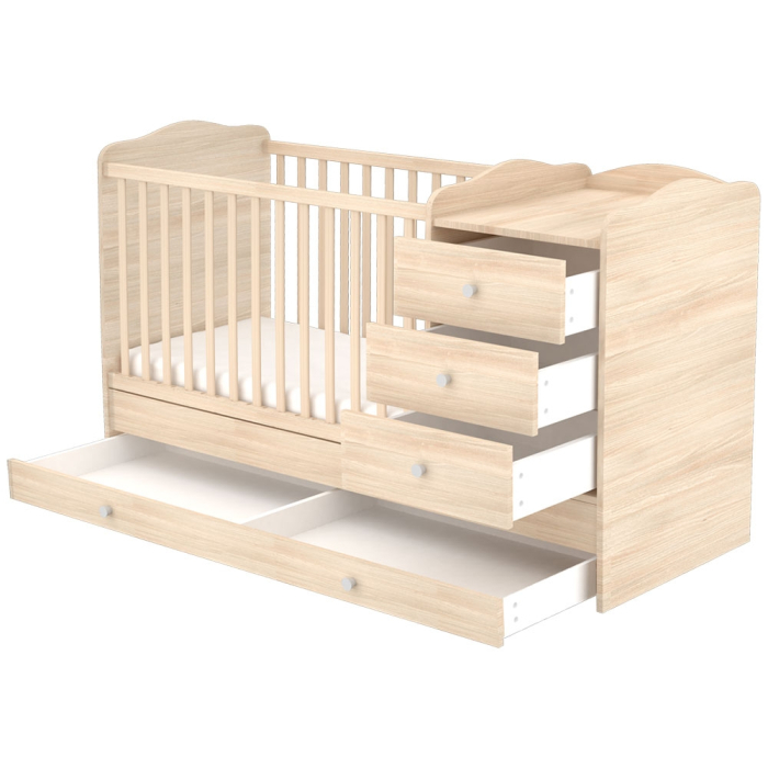 Patut copii transformabil din lemn cu 4 sertare Hubners Eva Kombi 120x60 cm natur [2]