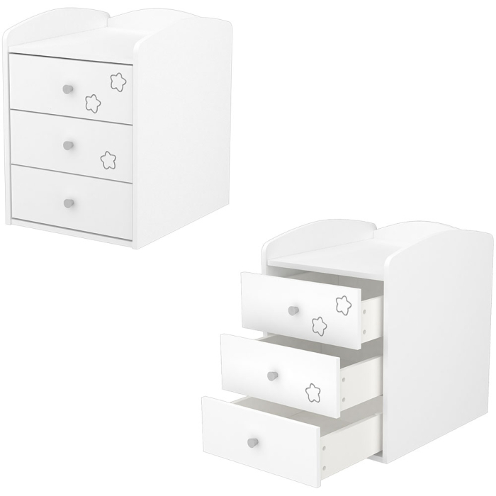 Patut copii transformabil din lemn cu 4 sertare Hubners Matei Kombi 120x60 cm alb cu stelute [5]